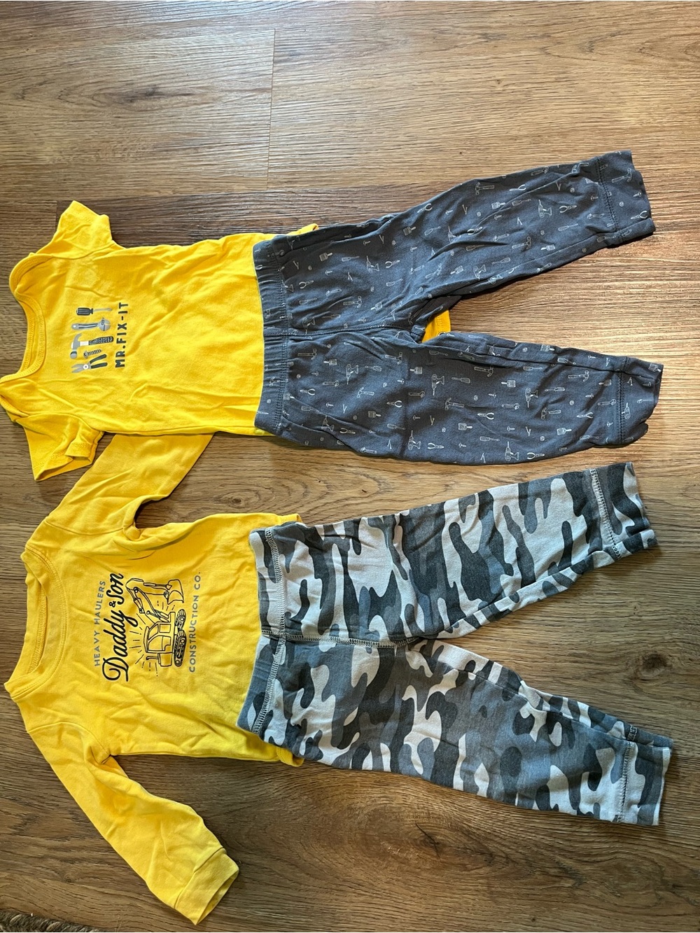 Carter's Set, 18 months, Construction, Mr. Fix It, Yellow, Camo Navy Tool